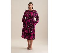 Sommerkleid SEIDENSTICKER "Schwarze Rose", Damen, Gr. 3XL46, Normalgrößen, pink, 100% Viskose, bedruckt, regular fit, Rundhals, Kleider Sommerkleid, Langarm Rundhals Druck (44287249-46)