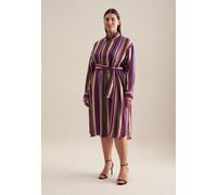 Sommerkleid SEIDENSTICKER "Schwarze Rose", Damen, Gr. 4XL (48), Normalgrößen, blau (dunkelblau), 100% Viskose, bedruckt, oversize, Kleider Sommerkleid, Langarm Kragen Druck (33837041-48)