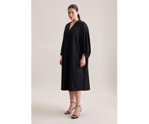 Sommerkleid SEIDENSTICKER "Schwarze Rose", Damen, Gr. 5XL (50), Normalgrößen, schwarz, 100% Polyester, unifarben, regular fit, V-Ausschnitt, Kleider Sommerkleid, 1/1 V-Neck Uni (25027805-50) schwarz