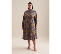 Sommerkleid SEIDENSTICKER "Schwarze Rose", Damen, Gr. 5XL50, Normalgrößen, gelb, 100% Baumwolle, bedruckt, regular fit, Kleider Sommerkleid, Langarm Kragen Druck (49751635-50)