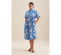 Sommerkleid SEIDENSTICKER "Schwarze Rose", Damen, Gr. 6XL (52), Normalgrößen, weiß, 100% Baumwolle, bedruckt, regular fit, Kleider Sommerkleid, 1/2 Kragen Druck (94102517-52)