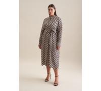 Sommerkleid SEIDENSTICKER "Schwarze Rose", Damen, Gr. 6XL52, Normalgrößen, beige (ecru), 100% Viskose, bedruckt, regular fit, Kleider Sommerkleid, Langarm Kragen Druck (74298737-52)