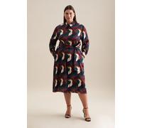 Sommerkleid SEIDENSTICKER "Schwarze Rose", Damen, Gr. 6XL52, Normalgrößen, schwarz, 100% Viskose, bedruckt, regular fit, Kleider Sommerkleid, Langarm Kragen Druck (93755964-52) schwarz