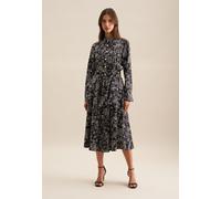 Sommerkleid SEIDENSTICKER "Schwarze Rose", Damen, Gr. L (40), Normalgrößen, schwarz, 98% Baumwolle, 2% Elasthan, bedruckt, regular fit, Kleider Sommerkleid, Langarm Kragen Druck (95019809-40) schwarz