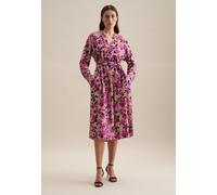 Sommerkleid SEIDENSTICKER "Schwarze Rose", Damen, Gr. L40, Normalgrößen, beige, 100% Viskose, bedruckt, regular fit, Kleider Sommerkleid, 1/1 Kragen Druck (24118261-40)