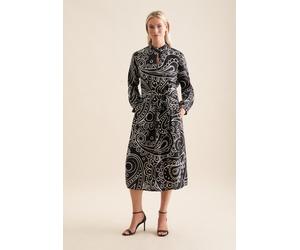 Sommerkleid SEIDENSTICKER "Schwarze Rose", Damen, Gr. M (38), Normalgrößen, schwarz, 100% Leinen, Paisley, regular fit, Rundhals, Kleider Sommerkleid, 1/1 Rundhals Paisley (33228904-38) schwarz