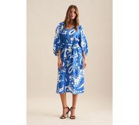 Sommerkleid SEIDENSTICKER "Schwarze Rose", Damen, Gr. M38, Normalgrößen, blau, 65% Baumwolle, 35% Leinen, Paisley, V-Ausschnitt, Kleider Sommerkleid, 3/4 V-Neck Paisley (87650248-38) blau