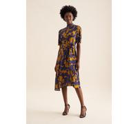 Sommerkleid SEIDENSTICKER "Schwarze Rose", Damen, Gr. S(36), Normalgrößen, gelb, 100% Viskose, gemustert, regular fit, Rundhals, Kleider Sommerkleid, Kurzarm Rundhals Geometrische Muster (36612554-36)