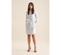 Seidensticker Damen 3/4-Arm Slim fit gestreift Stretch Kleid, Weiß (Weiß-Hellblau 12), 42