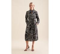 Sommerkleid SEIDENSTICKER "Schwarze Rose", Damen, Gr. XL (42), Normalgrößen, schwarz, 100% Leinen, Paisley, regular fit, Rundhals, Langarm, Kleider, Langarm Rundhals Paisley (33228904-42) schwarz