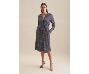 Sommerkleid SEIDENSTICKER "Schwarze Rose", Damen, Gr. XL42, Normalgrößen, blau (dunkelblau), 100% Viskose, bedruckt, regular fit, Kleider Sommerkleid, 1/1 Kragen Druck (15912257-42) dunkelblau