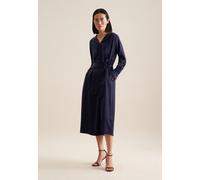 Sommerkleid SEIDENSTICKER "Schwarze Rose", Damen, Gr. XS34, Normalgrößen, blau (dunkelblau), 100% Viskose, unifarben, regular fit, V-Ausschnitt, Kleider Sommerkleid, Langarm V-Neck Uni (85356523-34)