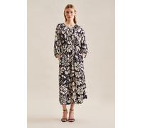 Sommerkleid SEIDENSTICKER "Schwarze Rose", Damen, Gr. XXL(44), Normalgrößen, blau (dunkelblau), 100% Viskose, geblümt, regular fit, Rundhals, Kleider Sommerkleid, 3/4-Arm Rundhals Floral (59456062-44)