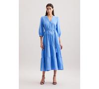 Sommerkleid SEIDENSTICKER "Schwarze Rose", Damen, Gr. XXL44, Normalgrößen, blau, 65% Baumwolle, 35% Leinen, unifarben, regular fit, V-Ausschnitt, Kleider Sommerkleid, 7/8-Arm V-Neck Uni (37428868-44)