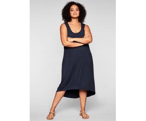 Sommerkleid SHEEGO "Strandkleid", Damen, Gr. 46, Normalgrößen, blau (marine), 95% Viskose, 5% Elasthan, unifarben, wadenlang, Rundhals, Kleider Sommerkleid (81426560-46) marine