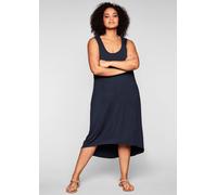 Sommerkleid SHEEGO "Strandkleid", Damen, Gr. 54, Normalgrößen, blau (marine), 95% Viskose, 5% Elasthan, unifarben, wadenlang, Rundhals, Kleider Sommerkleid (81426560-54) marine