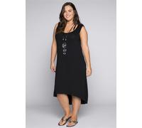 Sommerkleid SHEEGO "Strandkleid", Damen, Gr. 56, Normalgrößen, schwarz, 95% Viskose, 5% Elasthan, unifarben, wadenlang, Rundhals, Kleider Sommerkleid (16102249-56) schwarz