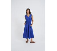 Sommerkleid SMITH & SOUL, Damen, Gr. L, US-Größen, indigo, Web, Material: 70% Baumwolle, 27% Polyester, 3% Elasthan, unifarben, regular fit Midi, V-Ausschnitt, normaler Saum, Kleider Sommerkleid, mit