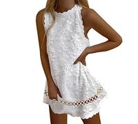 Sommerkleid Strandkleid Damen Swing Kleid,Sommerkleid Festlich,Neckholder Maxikleid,Maxikleid Blumenprint,Etuikleid Spitze,Abendkleid Weiß Lang,Kleid Sommer Lang