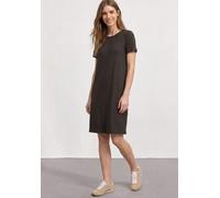 Sommerkleid STREET ONE, Damen, Gr. 36, EURO-Größen, schwarz coffee, Stoff, 95% Viskose, 5% Elasthan, unifarben, normal knielang, Rundhals, abgesteppt, Kleider Sommerkleid, knielang (86829254-36) schwa