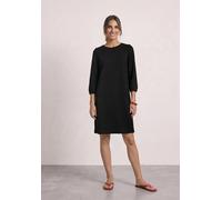 Sommerkleid STREET ONE, Damen, Gr. 36, EURO-Größen, schwarz, Stoff, 70% Viskose, 25% Polyester, 5% Elasthan, unifarben, normal knielang, Rundhals, elastischer Bund, Kleider Sommerkleid, in Unifarbe (5
