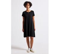 STREET ONE Damen 1408929 T-Shirt-Kleid in Unifarbe, Black, 36