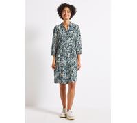 Sommerkleid STREET ONE, Damen, Gr. 40, EURO-Größen, blau (arona blau), Stoff, 88% Viskose, 12% Polyamid, bedruckt, normal knieumspielend, V-Ausschnitt, Bündchen, Kleider Sommerkleid, mit Volant (50698