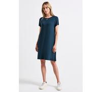 STREET ONE Damen 1408929 T-Shirt-Kleid in Unifarbe, Tide Blue, 40