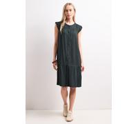 Sommerkleid STREET ONE, Damen, Gr. 40, EURO-Größen, grün (deep bound grün), Stoff, 100% Viskose, unifarben, normal knieumspielend, Rundhals, Rüschen, Kleider Sommerkleid, aus Viskose (88495702-40) dee