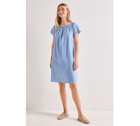 Sommerkleid STREET ONE, Damen, Gr. 40, EURO-Größen, original blau, Web, 97% Baumwolle, 3% Metallfasern, gestreift, normal knieumspielend, Carmenausschnitt, elastischer Bund, Kleider Sommerkleid, im St