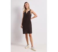 Sommerkleid STREET ONE, Damen, Gr. 42, EURO-Größen, espresso braun, Stoff, 100% Leinen, unifarben, comfort fit knielang, Rundhals, normaler Saum, Kleider Sommerkleid, aus Leinen (13508822-42) espresso