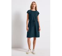 Sommerkleid STREET ONE, Damen, Gr. 44, EURO-Größen, blau (tide blau), Stoff, 88% Viskose, 12% Polyamid, unifarben, normal knielang, Rundhals, abgesteppt, Kleider Sommerkleid, in Unifarbe (88378661-44)