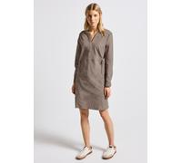 Sommerkleid STREET ONE, Damen, Gr. 44, EURO-Größen, braun (bark braun), Web, 100% Baumwolle, unifarben, normal knielang, V-Ausschnitt, Umschlagsaum, Kleider Sommerkleid, in Unifarbe (25229802-44) bark