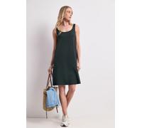 Sommerkleid STREET ONE, Damen, Gr. 44, EURO-Größen, deep bound grün, Stoff, 95% Viskose, 5% Elasthan, unifarben, regular fit knielang, Rundhals, abgesteppt, Kleider Sommerkleid, aus Viskose (56652835-