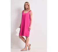 Sommerkleid STREET ONE, Damen, Gr. 44, EURO-Größen, pink (magenta dream), Stoff, 95% Viskose, 5% Elasthan, unifarben, regular fit knielang, Rundhals, abgesteppt, Kleider Sommerkleid, aus Viskose (3258