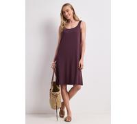 Sommerkleid STREET ONE, Damen, Gr. 44, EURO-Größen, rustic rouge, Stoff, 95% Viskose, 5% Elasthan, unifarben, regular fit knielang, Rundhals, abgesteppt, Kleider Sommerkleid, aus Viskose (47983821-44)