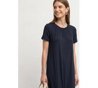 Sommerkleid STREET ONE, Damen, Gr. 46, EURO-Größen, schwarzest blau, Stoff, 95% Viskose, 5% Elasthan, unifarben, normal knielang, Rundhals, abgesteppt, Kleider Sommerkleid, knielang (63247830-46) schw