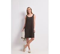 Sommerkleid STREET ONE, Damen, Gr. 46, EURO-Größen, espresso braun, Stoff, 95% Viskose, 5% Elasthan, unifarben, regular fit knielang, Rundhals, abgesteppt, Kleider Sommerkleid, aus Viskose (13837442-4