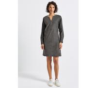 Sommerkleid STREET ONE, Damen, Gr. 46, EURO-Größen, grau (concrete grau), Web, 100% Baumwolle, unifarben, normal knielang, V-Ausschnitt, Umschlagsaum, Kleider, in Unifarbe (92124600-46) concrete grau