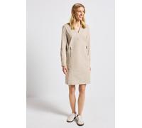 Sommerkleid STREET ONE, Damen, Gr. 46, EURO-Größen, Langarm, Web, beige (malted beige), Web, 100% Baumwolle, unifarben, normal knielang, V-Ausschnitt, Umschlagsaum, Kleider Sommerkleid, in Unifarbe (4