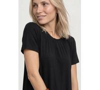 Sommerkleid STREET ONE, Damen, Gr. 46, EURO-Größen, schwarz, Stoff, 95% Viskose, 5% Elasthan, unifarben, normal knielang, Rundhals, abgesteppt, Kleider Sommerkleid, knielang (64012968-46) schwarz