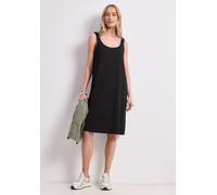 Sommerkleid STREET ONE, Damen, Gr. 46, EURO-Größen, schwarz, Stoff, 95% Viskose, 5% Elasthan, unifarben, regular fit knielang, Rundhals, abgesteppt, Kleider Sommerkleid, aus Viskose (71543847-46) schw