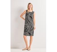 Sommerkleid STREET ONE, Damen, Gr. 46, EURO-Größen, schwarz, Stoff, 100% Viskose, gemustert, normal knielang, Rundhals, abgesteppt, Kleider Sommerkleid, aus Viskose (66176860-46) schwarz