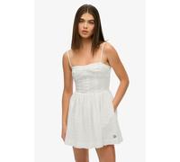 Sommerkleid SUPERDRY "BRODERIE CAMI MINI DRESS", Damen, Gr. XL, N-Gr, chalk weiß broderie, Web, Obermaterial: 100% Baumwolle, unifarben, slim fit normal, ohne Ausschnitt, Kleider Sommerkleid, mit schö