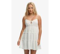 Sommerkleid SUPERDRY "CHEESECLOTH TIERED MINI DRESS", Damen, Gr. M, N-Gr, weiß (sanftes weiß), Web, Obermaterial: 100% Baumwolle, unifarben, relaxed fit normal, ohne Ausschnitt, Kleider Sommerkleid, a