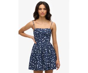 Sommerkleid SUPERDRY "CORSET CAMI MINI DRESS", Damen, Gr. M, N-Gr, primrose navy floral, Web, Obermaterial: 55% Baumwolle, 45% Lyocell, geblümt, slim fit normal, eckiger Ausschnitt, Kleider Sommerklei