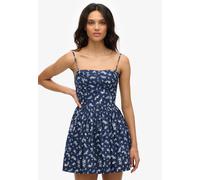 Sommerkleid SUPERDRY "CORSET CAMI MINI DRESS", Damen, Gr. XS, N-Gr, primrose navy floral, Web, Obermaterial: 55% Baumwolle, 45% Lyocell, geblümt, slim fit normal, eckiger Ausschnitt, Kleider Sommerkle