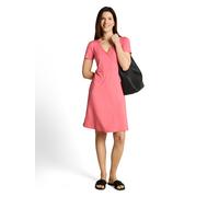 Sommerkleid TOM TAILOR, Damen, Gr. 42, N-Gr, soft coral pink, Web, Obermaterial: 95% Viskose, 5% sonstige Fasern, unifarben, körpernah knielang, V-Ausschnitt, abgesteppte Kante, Kleider Sommerkleid, S