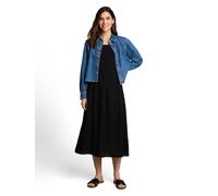 Sommerkleid TOM TAILOR, Damen, Gr. 44, N-Gr, deep schwarz, Web, Obermaterial: 82% Viskose, 18% Polyamid, unifarben, körpernah 3/4-Länge, Rundhals, Kleider Sommerkleid, Sommerkleid mit Tanktop-Trägern 