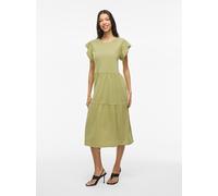 Sommerkleid VILA "VISUMMER S/S MIDI DRESS - NOOS", Damen, Gr. L (40), N-Gr, grün (sage), Jersey, Obermaterial: 50% Baumwolle, 50% Polyester, unifarben, loose fit, Rundhals, Kleider Sommerkleid (672964